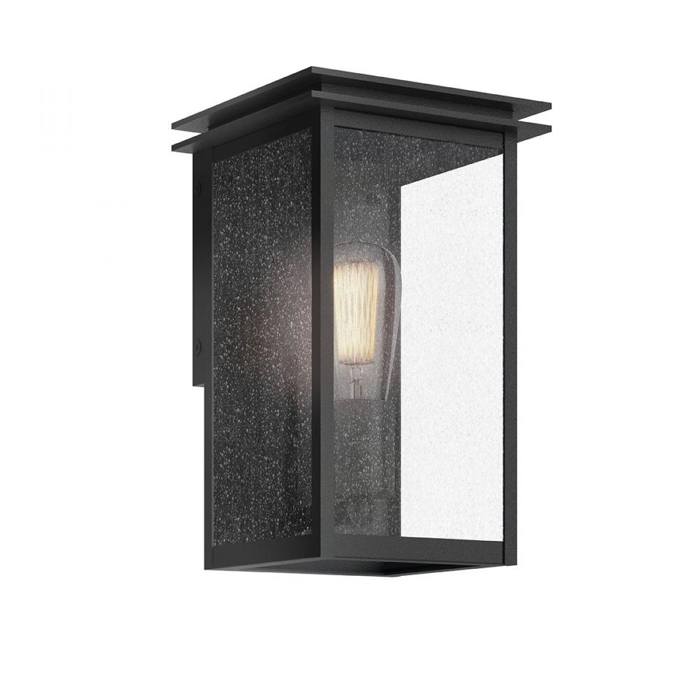 Arkville 10 Inch 1 Light Outdoor Wall Light with Clear Seeded Glass in Textured Black