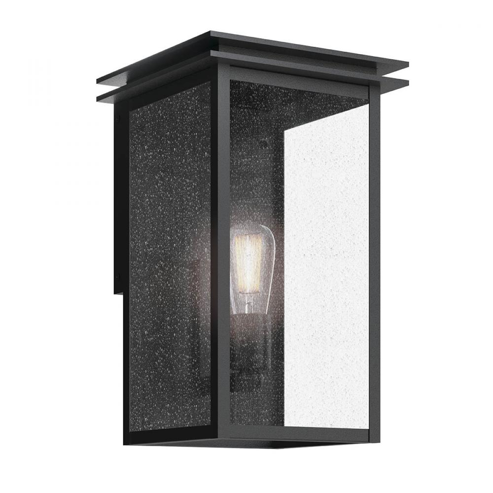 Arkville 14 Inch 1 Light Outdoor Wall Light with Clear Seeded Glass in Textured Black