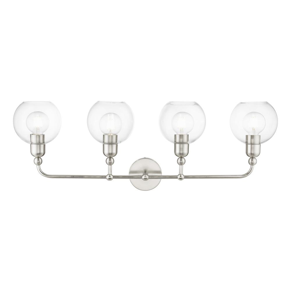 4 Light Brushed Nickel Large Sphere Vanity Sconce