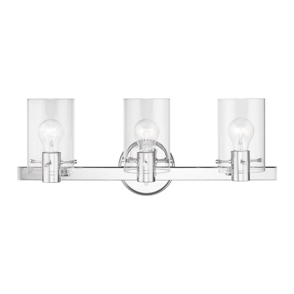 3 Light Polished Chrome Vanity Sconce