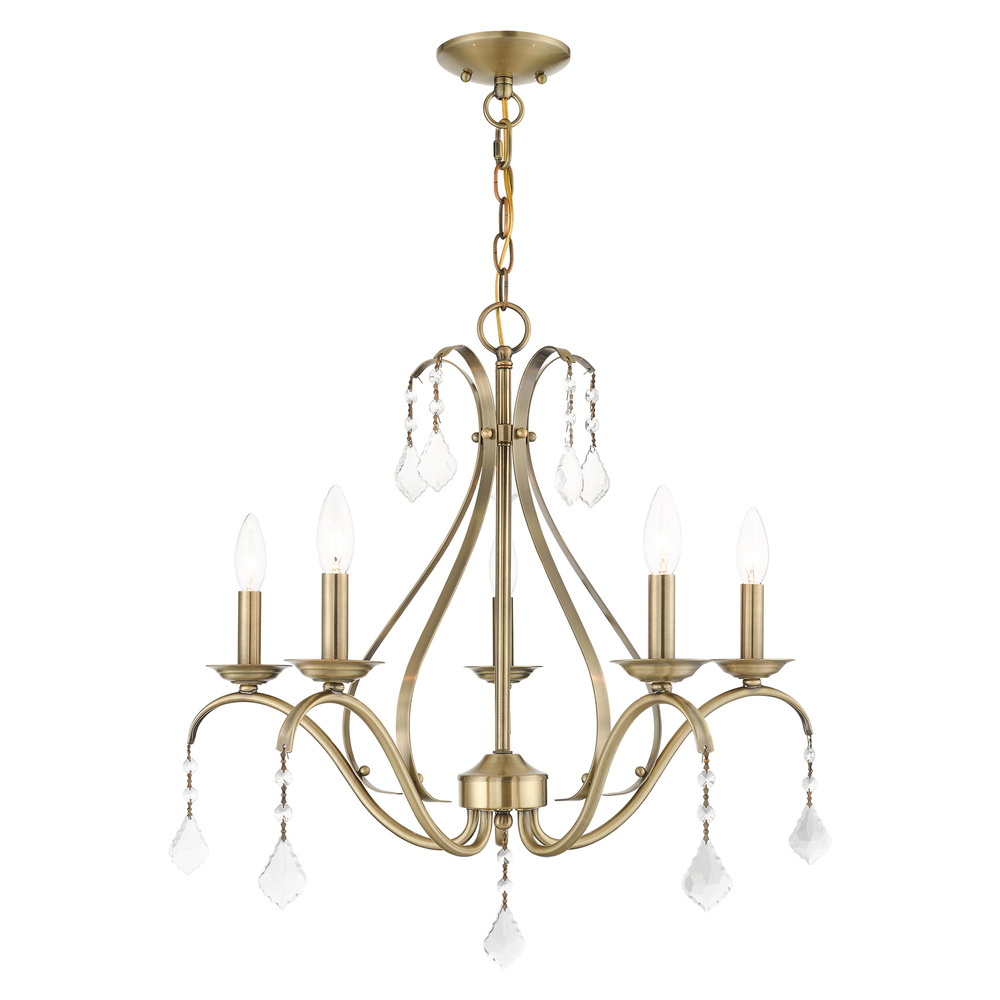 5 Lt Antique Brass Chandelier