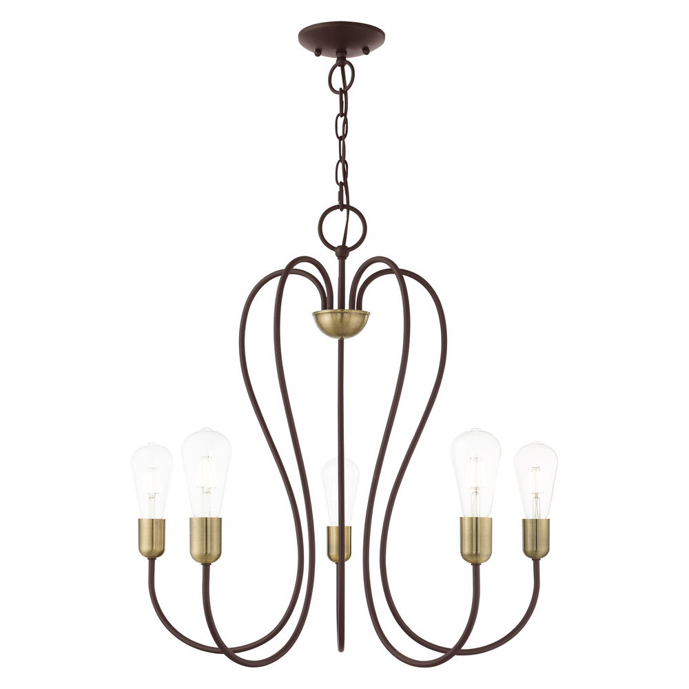 5 Lt Bronze Chandelier