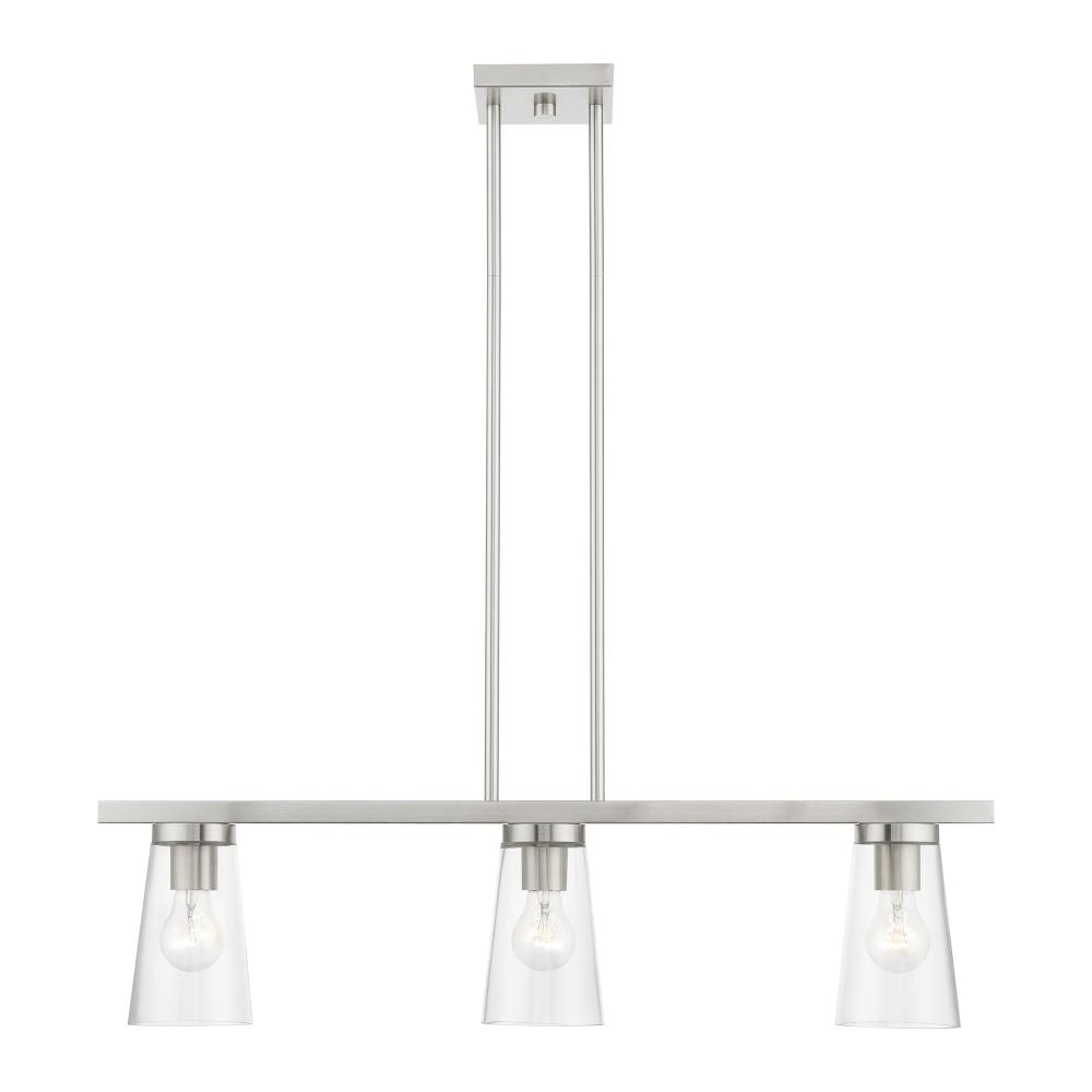 3 Light Brushed Nickel Linear Chandelier