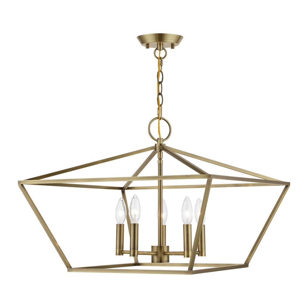 5 Light Antique Brass Chandelier