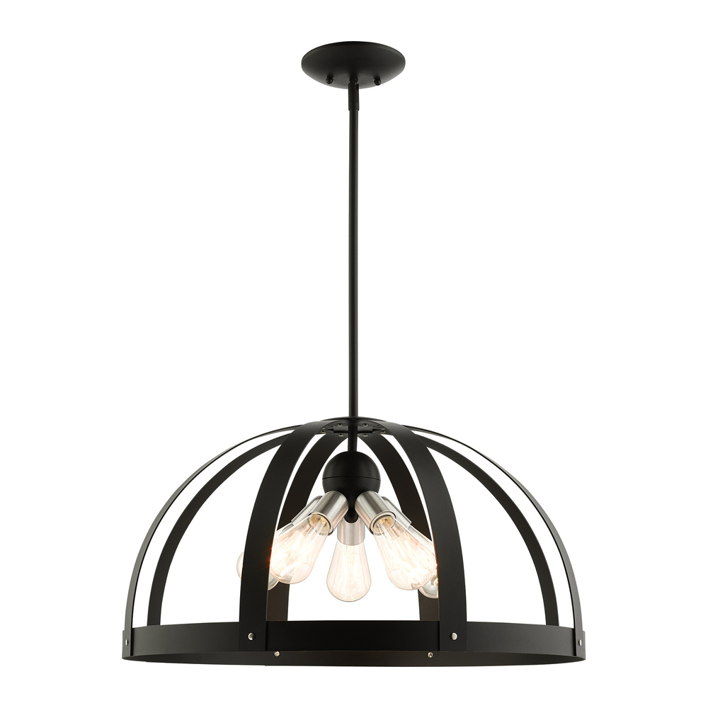 5 Lt Textured Black Pendant Chandelier