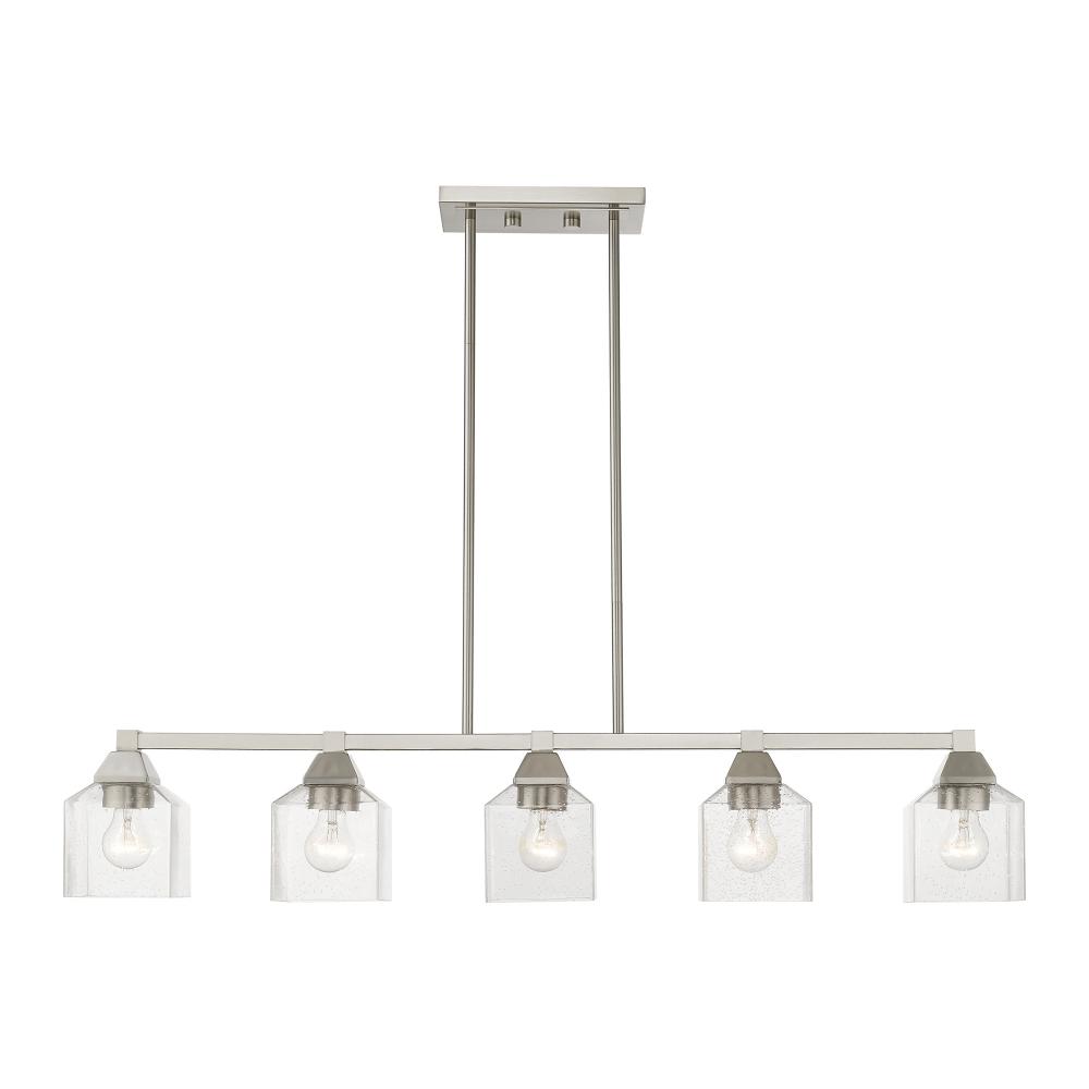 5 Light Brushed Nickel Linear Chandelier