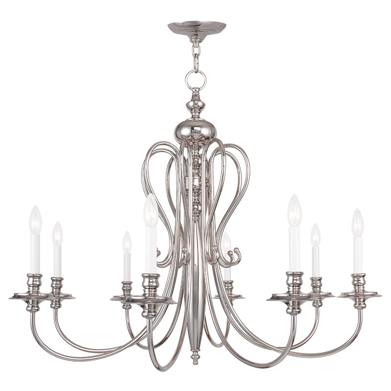 8 Light Polished Nickel Chandelier