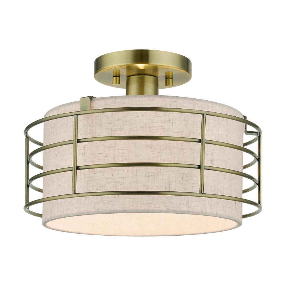 1 Light Antique Brass Medium Semi-Flush