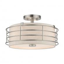 Livex Lighting 55118-91 - 3 Light Brushed Nickel Large Semi-Flush