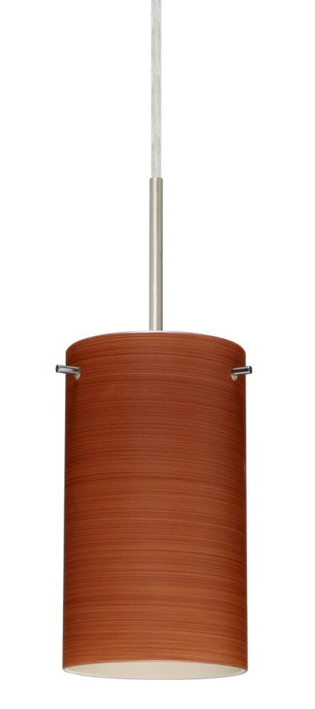 Besa Stilo 7 Pendant Satin Nickel Cherry 1x40W B10 Med, 15Ft. Cord