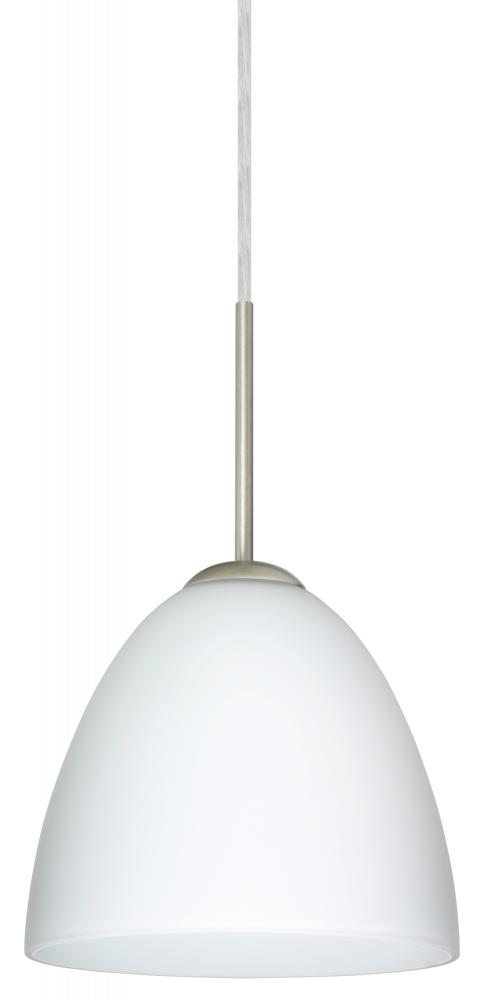 Besa Vila Pendant Satin Nickel Opal Matte 1x60W Medium Base, 15Ft. Cord