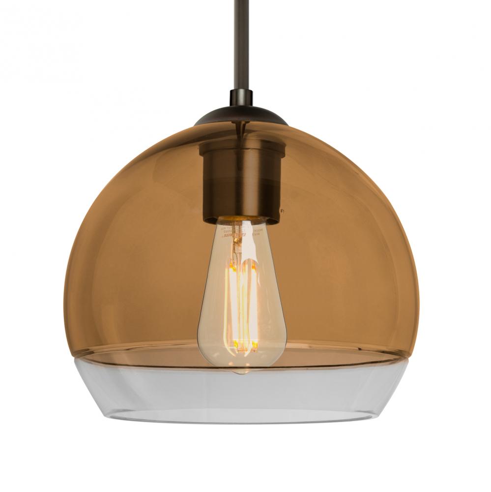 Besa, Ally 8 Cord Pendant, Amber/Clear, Bronze Finish, 1x5W LED Filament