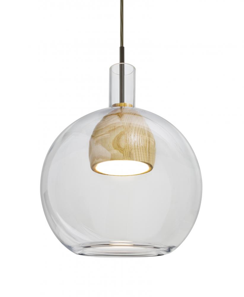 Besa, Benji Cord Pendant, Clear/Natural, Bronze Finish, 1x9W LED