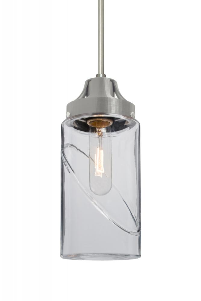 Besa, Blink Cord Pendant, Clear, Satin Nickel Finish, 1x60W Medium Base