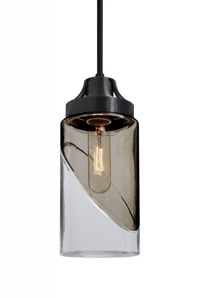 Besa, Blink Cord Pendant, Trans. Smoke/Clear, Black Finish, 1x60W Medium Base