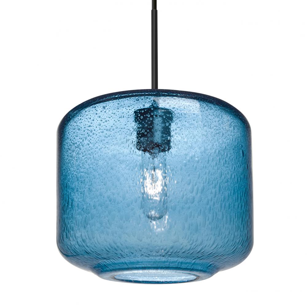 Besa Niles 10 Pendant, Blue Bubble, Black Finish, 1x60W MAX E26 Base