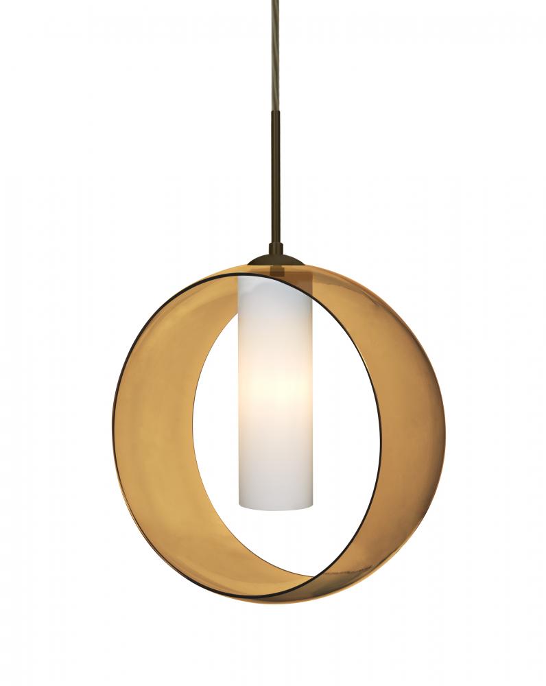 Besa, Plato Cord Pendant, Amber/Opal, Bronze Finish, 1x60W Medium Base