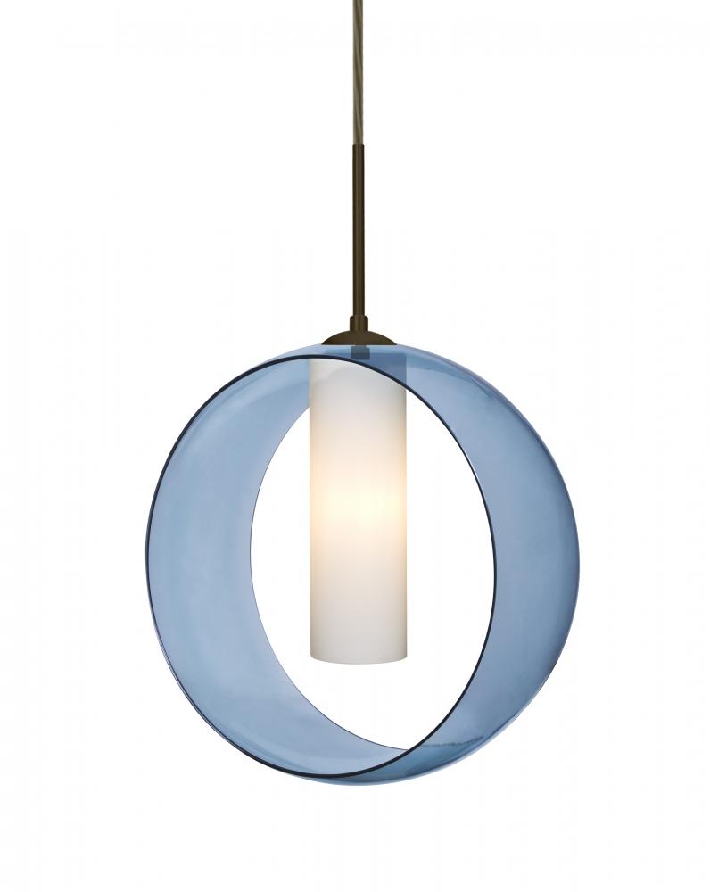 Besa, Plato Cord Pendant, Blue/Opal, Bronze Finish, 1x60W Medium Base