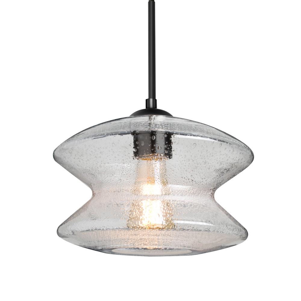 Besa, Zen Cord Pendant, Clear Bubble, Black Finish, 1x60W MAX E26 Base