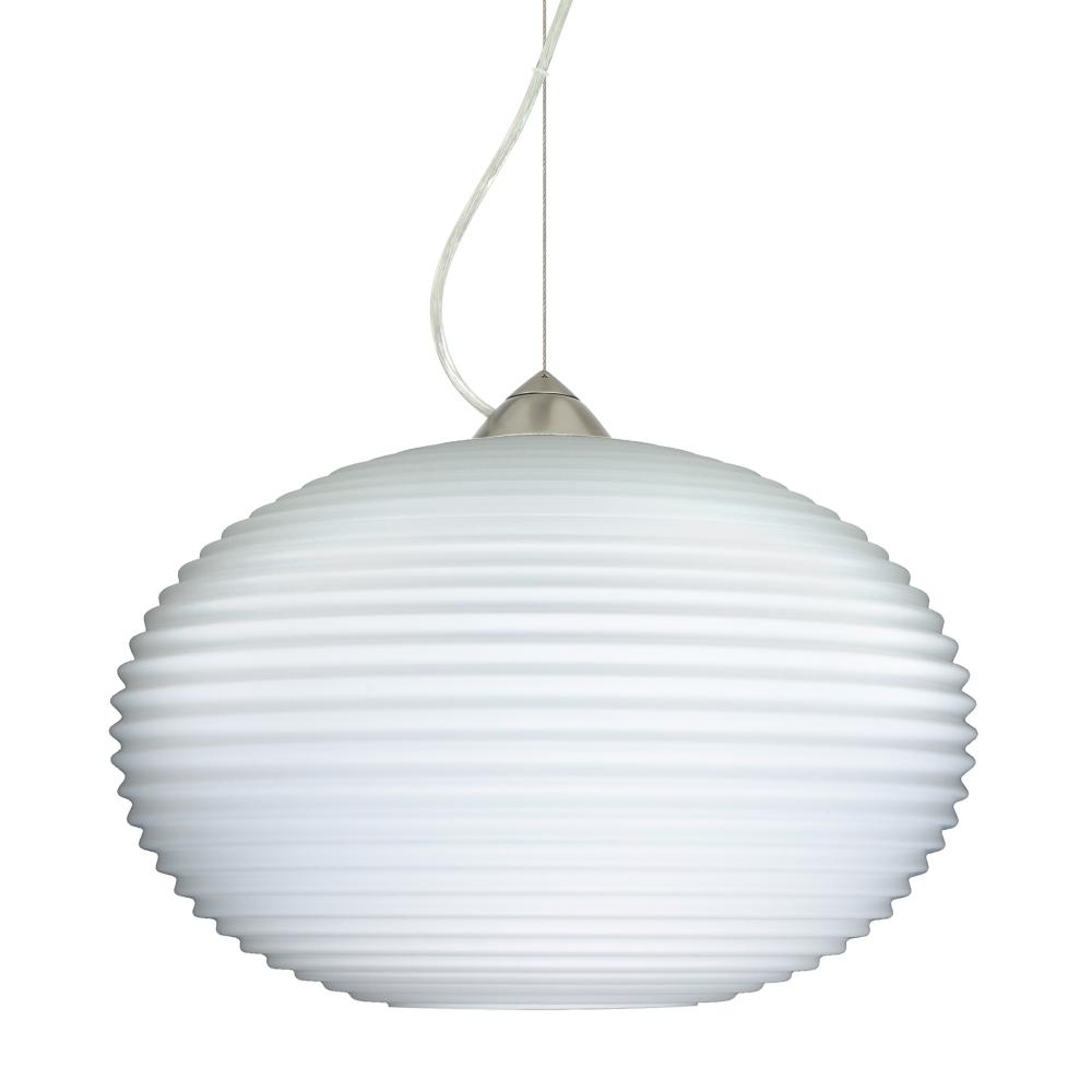 Besa Pape 12 Pendant 1Kx Opal Ribbed Satin Nickel 1x75W Medium Base, 15Ft. Cord