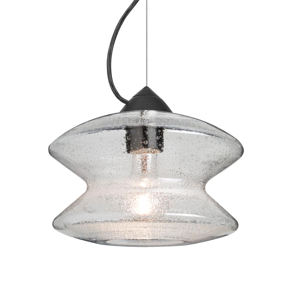 Besa, Zen Cable Pendant, Clear Bubble, Black Finish, 1x60W MAX E26 Base