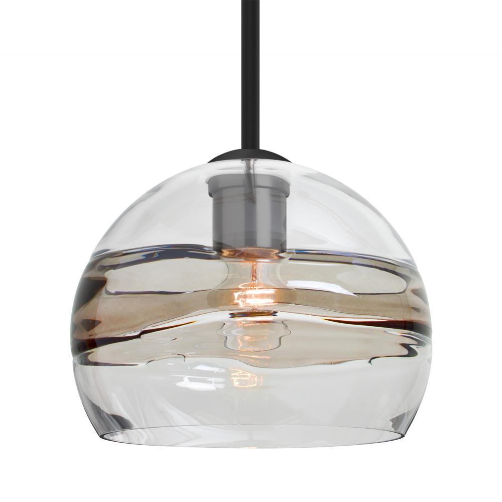 Besa Spirit 8 Pendant, Smoke/Clear, Black Finish, 1x8W LED Filament