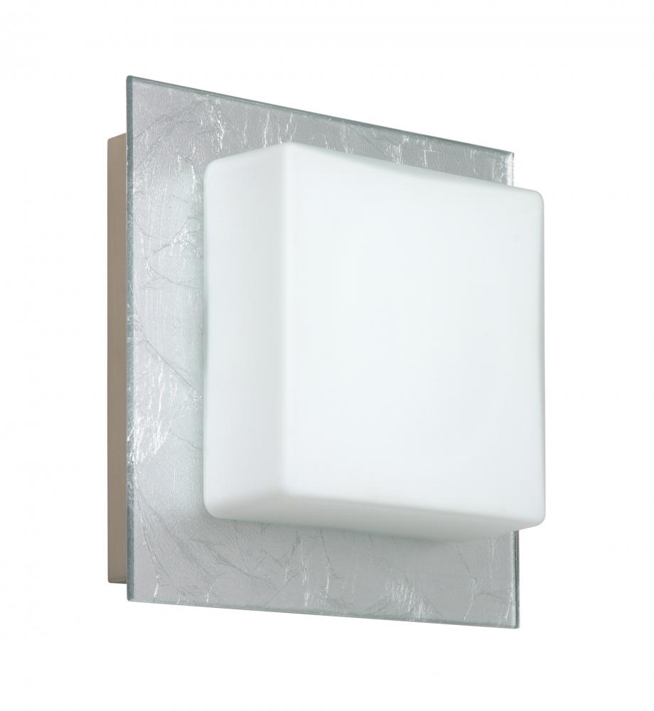 Besa Wall Alex Satin Nickel Opal/Silver Foil 1x5W LED