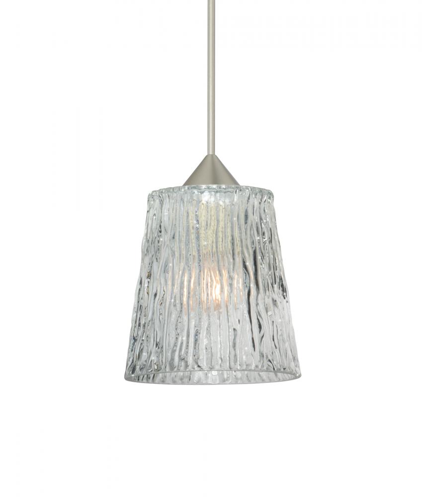 Besa Pendant Nico 4 Satin Nickel Clear Stone 1x5W LED, 15Ft. Cord