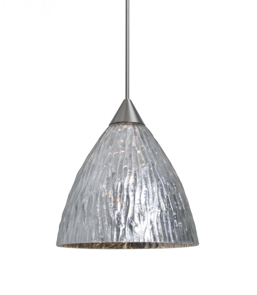 Besa, Eve Cord Pendant, Stone Silver Foil, Satin Nickel Finish, 1x50W Halogen, 15Ft.