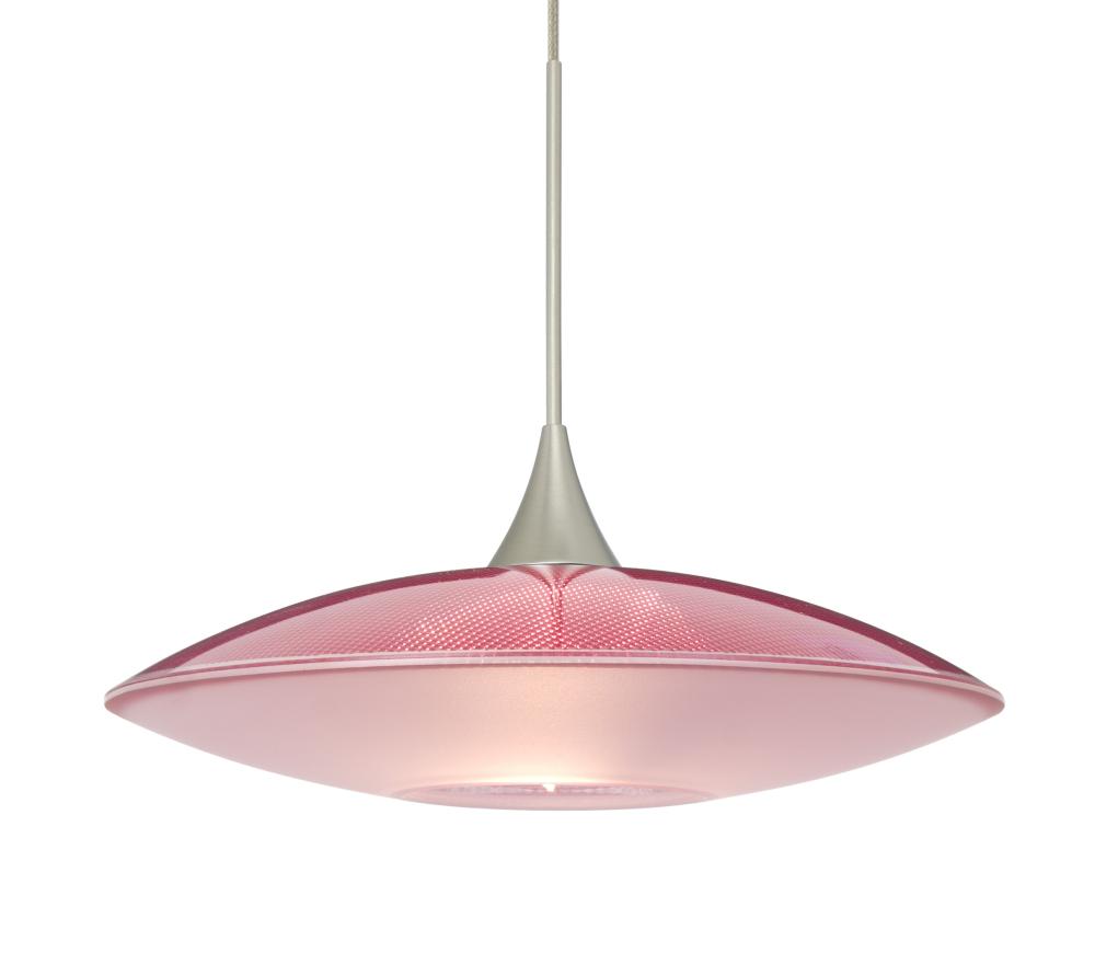 Besa Pendant Spazio Satin Nickel Red/Frost 1x5W LED, 15Ft. Cord