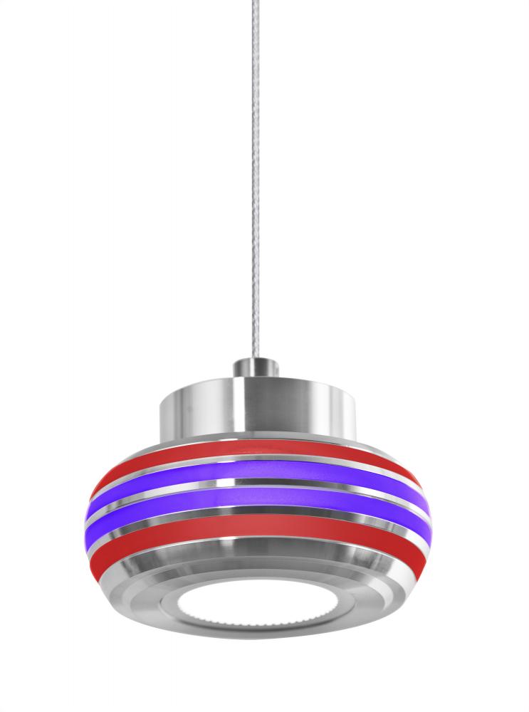 Besa, Flower Cord Pendant, Red/Purple, Satin Nickel Finish, 1x6W LED