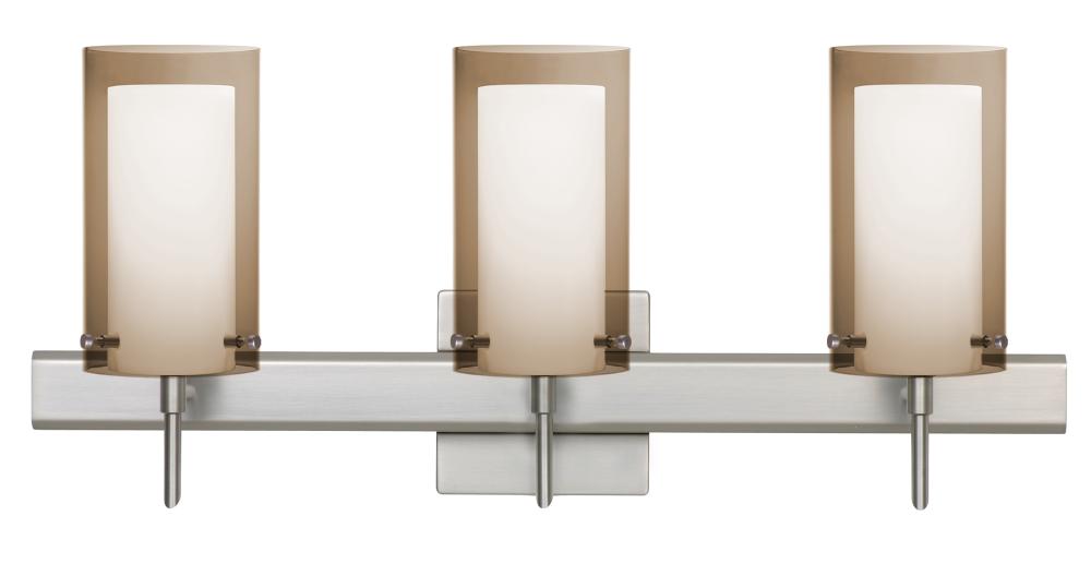 Besa Pahu 4 Wall With SQ Canopy 3SW Transparent Smoke/Opal Satin Nickel 3x5W LED