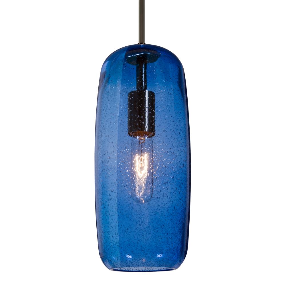 Besa, Pinot 13 Cord Pendant for Mulitport Canopy, Blue Bubble, Bronze FInish 1x60W In