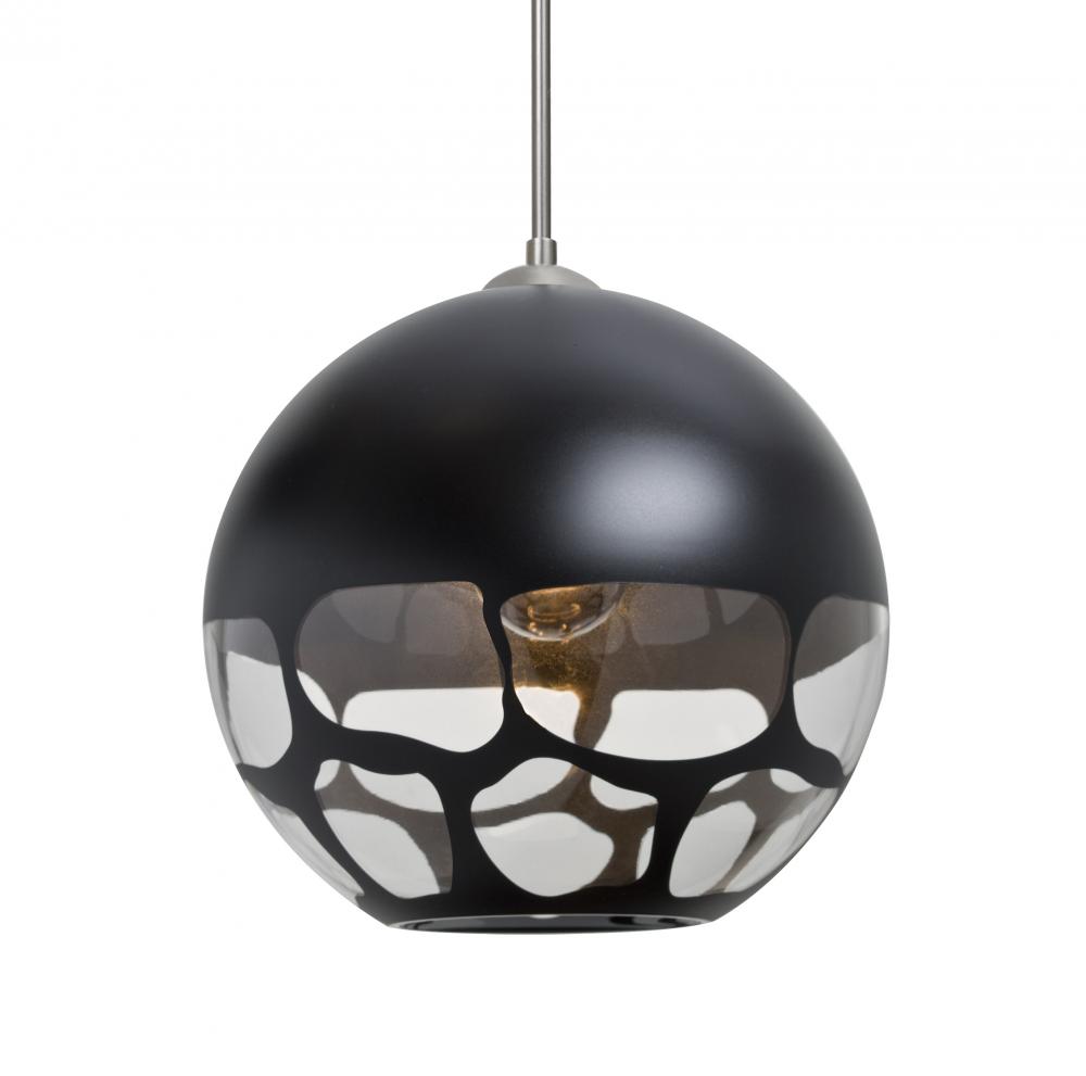 Besa, Rocky Cord Pendant For Multiport Canopies, Black, Satin Nickel Finish, 1x9W LED