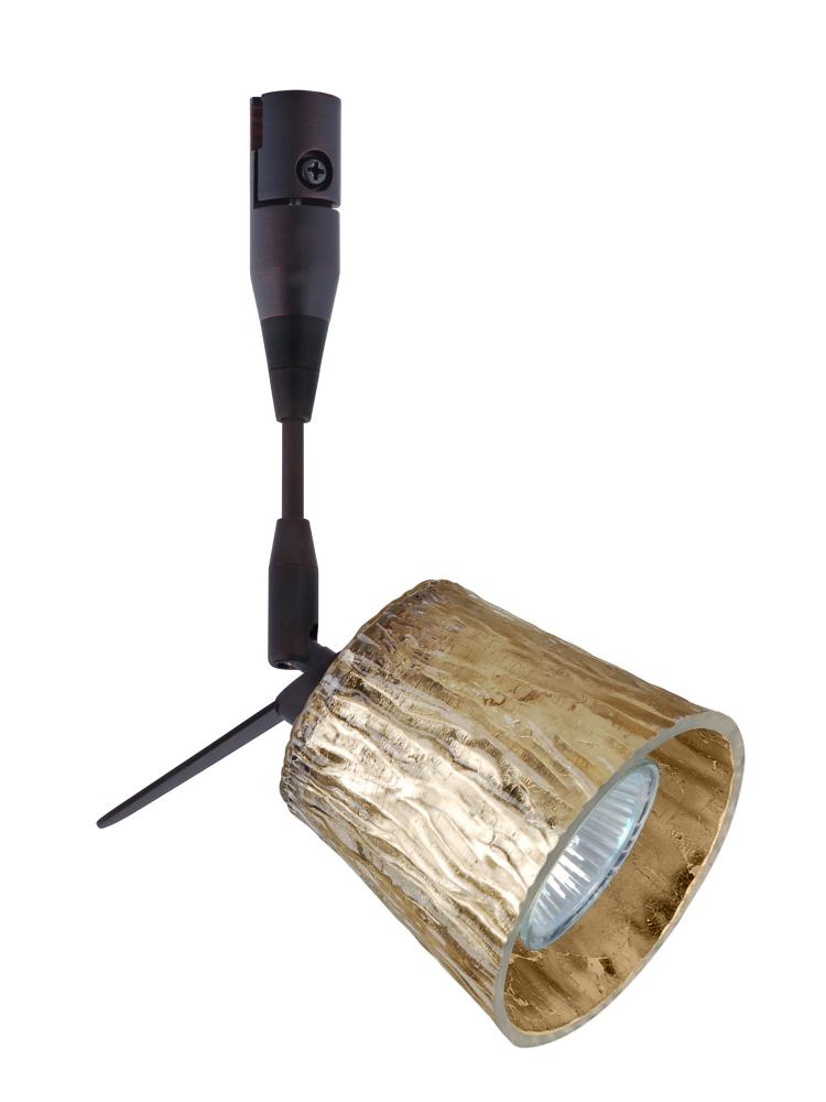 Besa Spotlight With 18" Stem Nico 3 Bronze Stone Gold Foil 1x50W Halogen Mr16