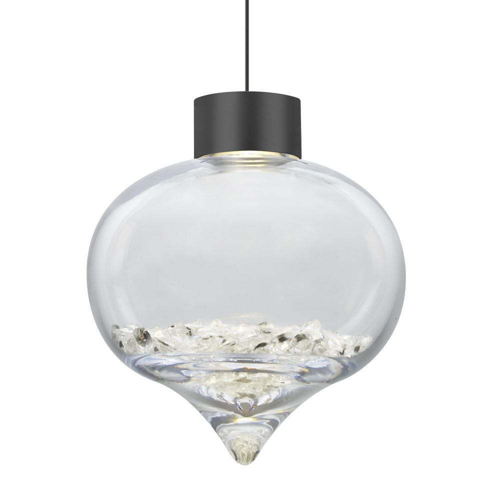 Besa Terra Pendant, Clear Crystals, Black Finish, 1x3W LED