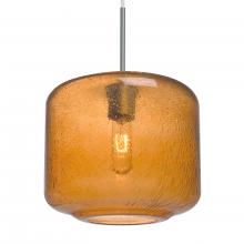 Besa Lighting 1JC-NILES10AM-SN-L - Besa Niles 10 Pendant, Amber Bubble, Satin Nickel Finish, 1x60W Medium Base T10, 15Ft