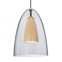 Besa Lighting 1JT-DANOCLNA-LED-BR-L - Besa, Dano Cord Pendant, Clear/Natural, Bronze Finish, 1x9W LED, 15Ft. Cord