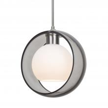 Besa Lighting 1JT-MANASM-LED-SN-L - Besa Mana Pendant, Smoke/Opal, Satin Nickel Finish, 1x9W LED, 15Ft. Cord