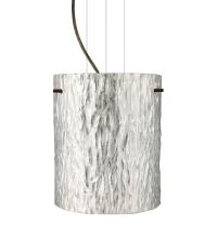 Besa Lighting 1KG-4006SS-LED-BR - Besa Tamburo 8 Pendant Stone Silver Foil Bronze 1x11W LED