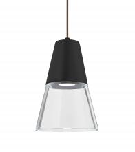 Besa Lighting 1XT-TIMO6BC-LED-BR-L - Besa, Timo 6 Cord Pendant,Clear/Black, Bronze Finish, 1x9W LED, 15Ft. Cord