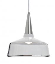 Besa Lighting J-BARON10WH-LED-SN-L - Besa, Baron 10 Cord Pendant for Mulitport Canopy, White/Clear, Satin Nickel Finish, 1