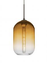 Besa Lighting J-OMEGA12AM-EDIL-BR - Besa, Omega 12 Cord Pendant For Multiport Canopies, Amber/Clear, Bronze Finish, 1x4W