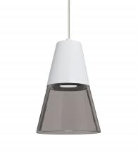 Besa Lighting RXP-TIMO6WS-LED-SN-L - Besa, Timo 6 Cord Pendant,Smoke/White, Satin Nickel Finish, 1x9W LED, 15Ft. Cord