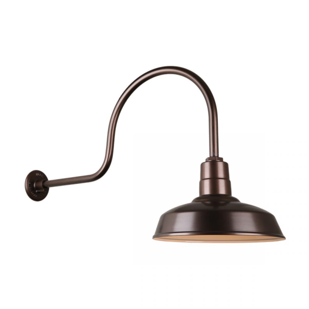 14" Gooseneck Light Warehouse Shade, QSNHL-C Arm