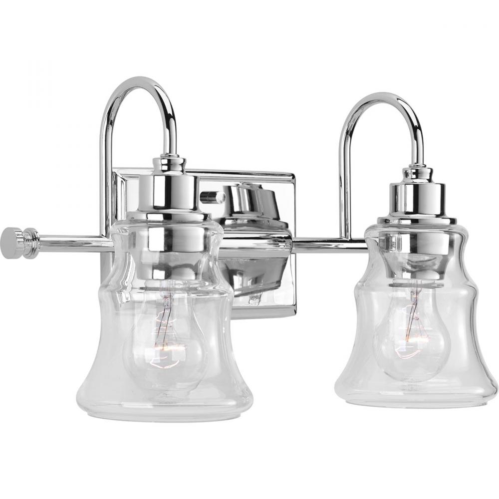 Litchfield Collection Two-Light Polished Chrome Clear Glass Coastal Bath Vanity Light