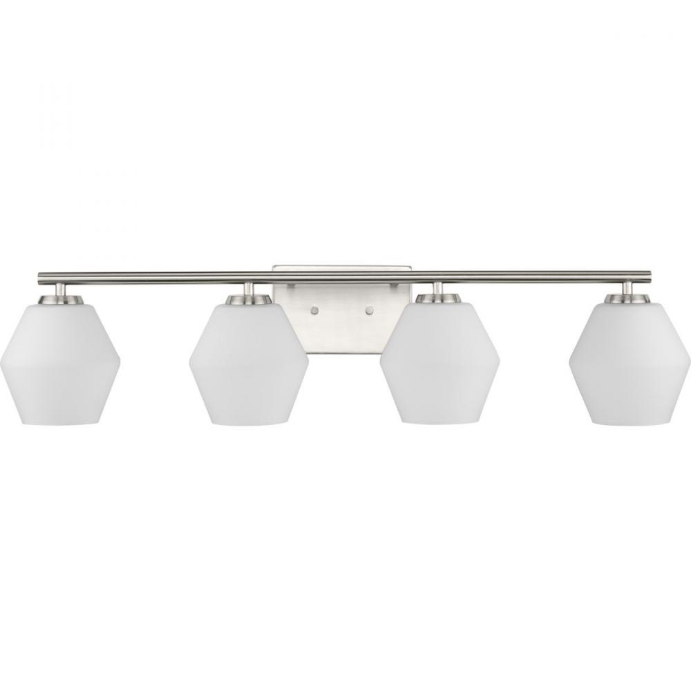 Copeland Collection Four-Light Brushed Nickel Mid-Century Modern Vanity Light