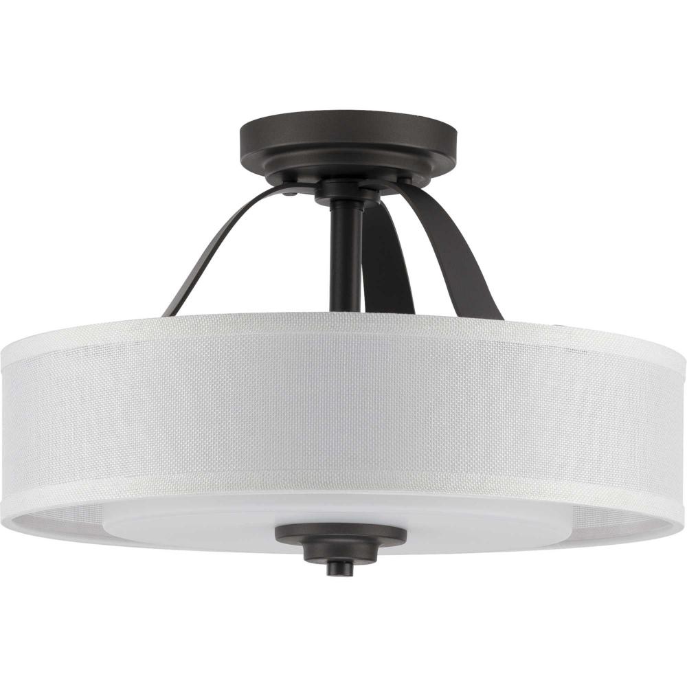 Kene Collection Graphite Two-Light Semi-Flush Convertible