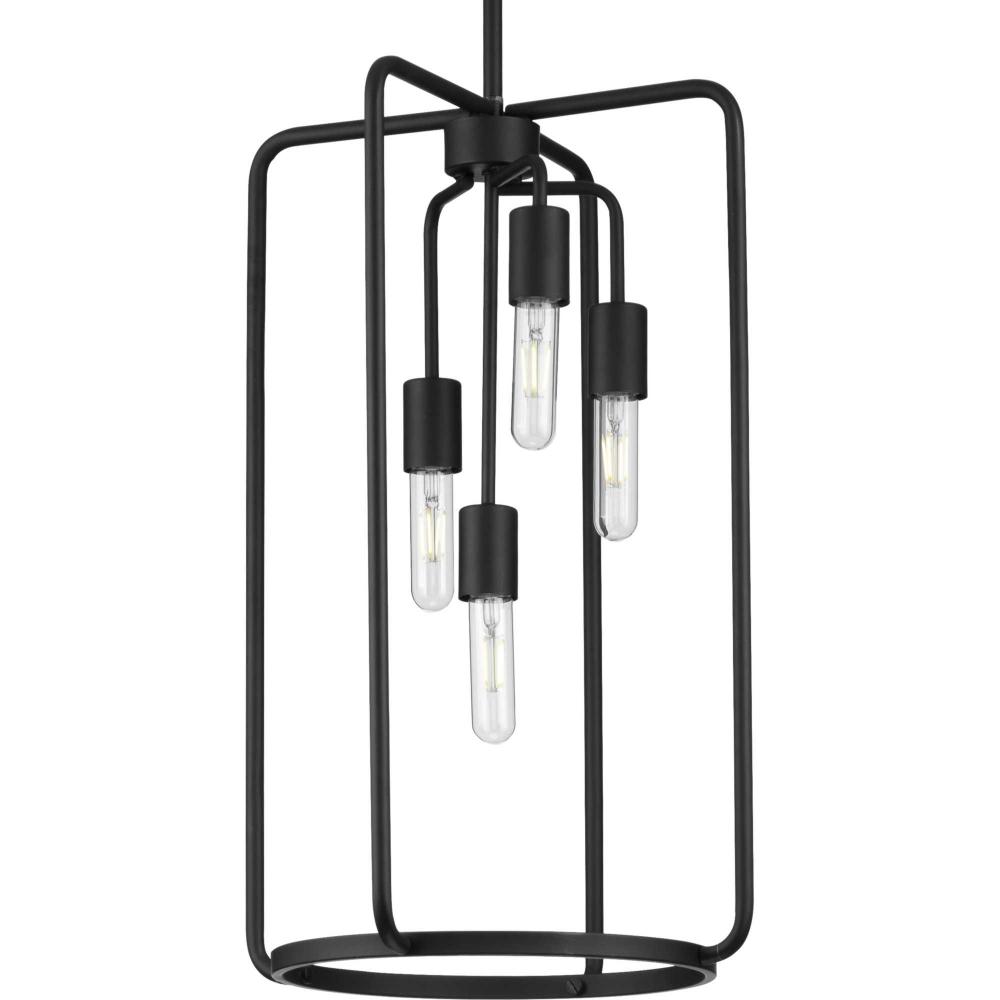 Bonn Collection Four-Light Matte Black Farmhouse Pendant Light