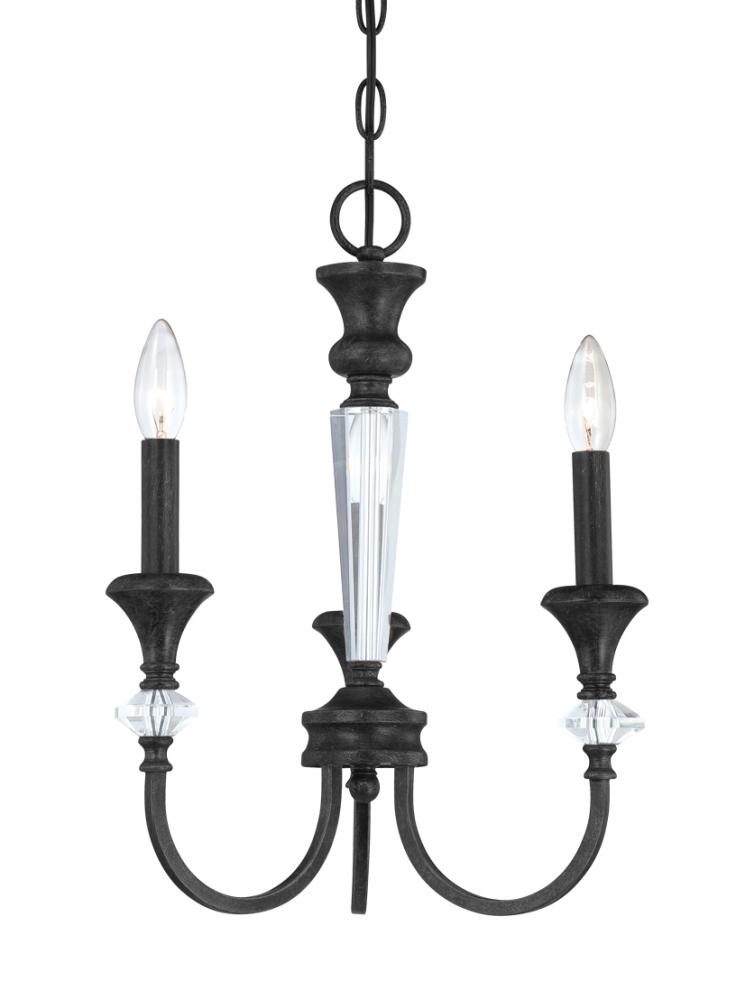 Boulevard 3 Light Chandelier in Mocha Bronze/Silver Accents